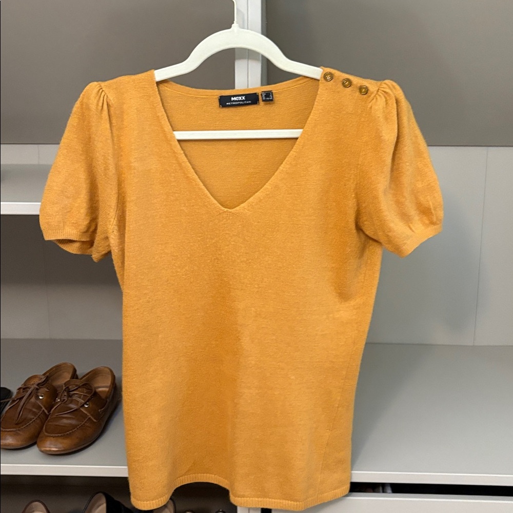 Mexx Mustard Short Sleeve Sweater, L